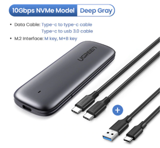 BOX SSD M.2 NVME Ugreen 10Gbps to USB 3.0 and Type-C